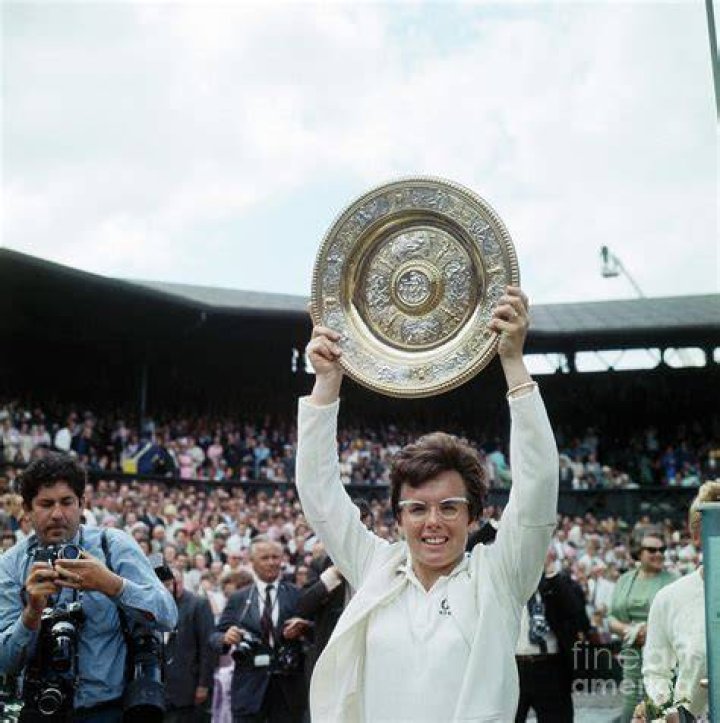 Billie-Jean King at Wimbledon with her husband, She won 20 Wimbledon titles her first Singles success was when she beat Margaret Court in 1962