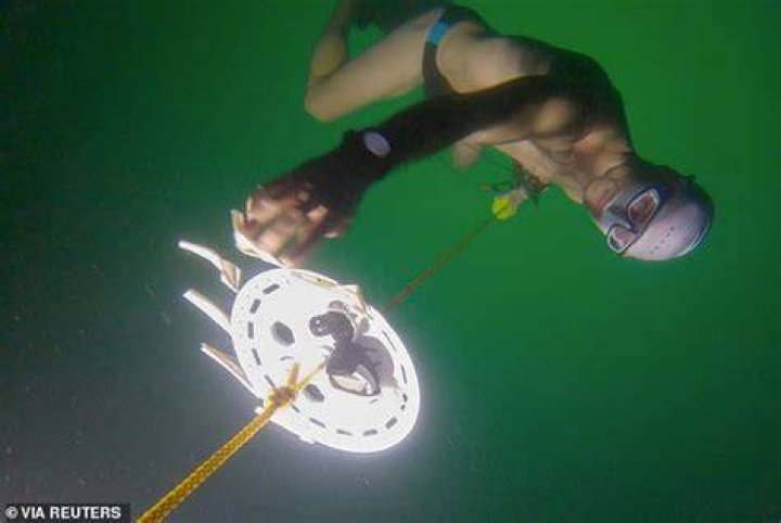 David Vencl plunged beneath the frozen ice in Switzerland's Lake Sils on Tuesday for the record attempt