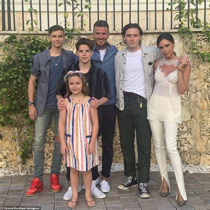 Family: The Beckhams have been making the most of what Miami has to offer as they spend their summer in sun-soaked Florida, after purchasing a lavish penthouse (L-R Harper, Romeo, David, Cruz and Victoria in November 2022, Brooklyn is not pictured)