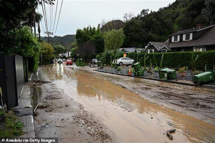 Floodwater has deluged many streets in California during three days of brutal storms
