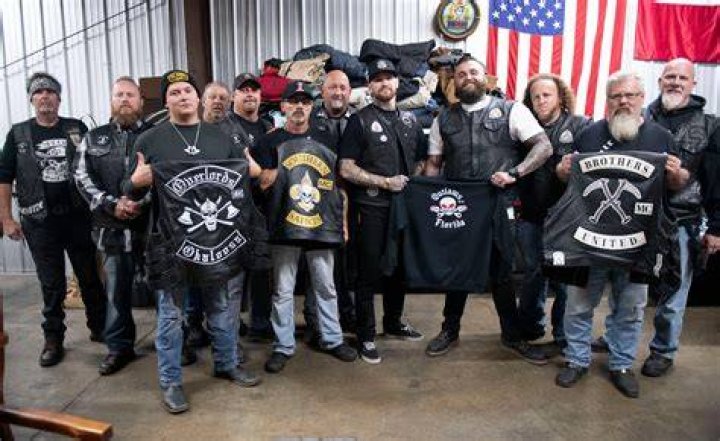 Hundreds of motorcycle club members have put bitter rivalries aside to gather in a show of support for war veterans, mental health and to stand against paedophilia (pictured members of the Finks and Gladiator, both banned clubs in some parts of Australia)