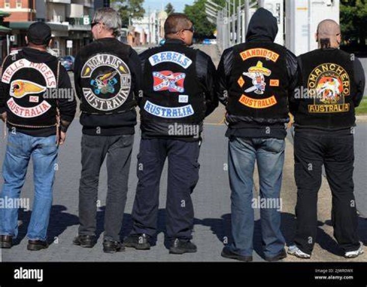 Members of Nomads and Bandidos (pictured) embrace as tensions and rivalries were put aside for the day at Thunderwest