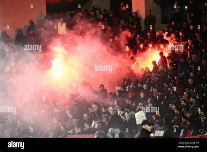 Roma fans let off flares during the parade which finished with a stage presentation